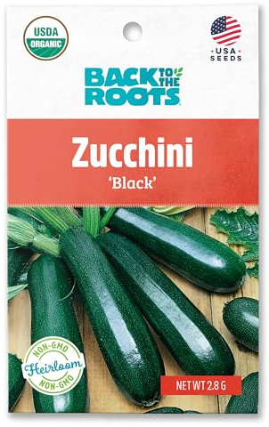 Back to The Roots 100% Organic Seed Packet - Squash 'Summer Black Zucchini' 2.8g