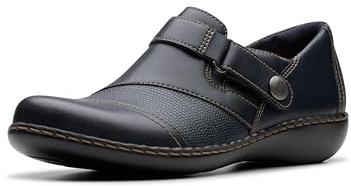 Clarks Damen Ashland Gem Slipper, Marineblaues Leder, 41 EU X-Weit