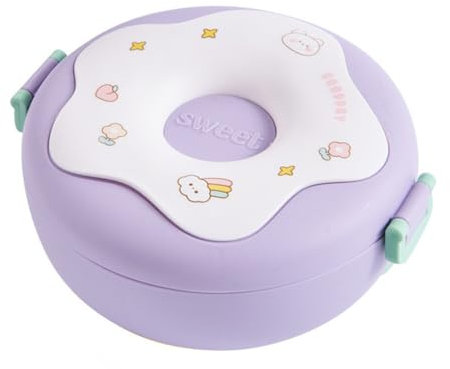 JAWSEU Bento Box - Fiambrera para niños con 3 compartimentos, sin BPA, a prueba de fugas, con cuchara, tenedor, juego de microondas, resistente a la nevera, fiambrera con compartimentos para escuela,