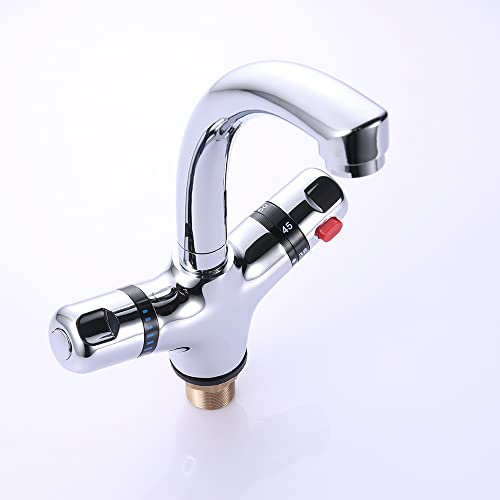 Robinet de lavabo - Mitigeur thermostatique européen - Trous pour le montage - Trou facile - Avec laiton forgé