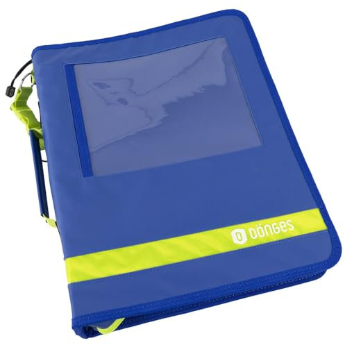 Dönges Dokumentenmappe Komfort Plus, blau/gelb (Organizer Fahrtenbuch Ringbuch Schnellhefter Mappe Ringmappe Hefter Multiorganizer THW) Material: PVC Plane