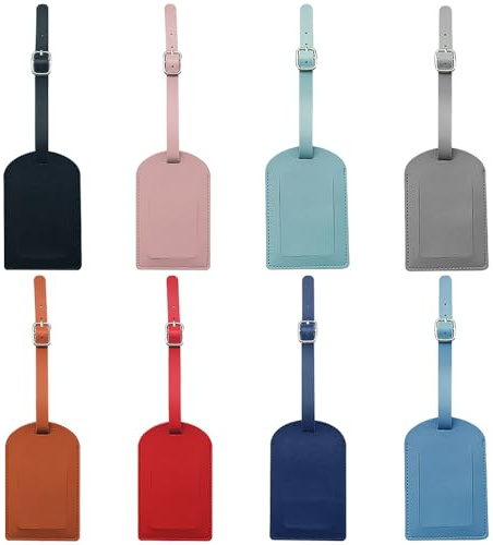 TRKETK 8 Pezzi Etichetta per Valigie Etichette per Valigie Aereo Etichetta Valigia in Pelle PU Viaggio Luggage Tags Accessori da Viaggio per Individuare Rapidamente la Valigia da Viaggio