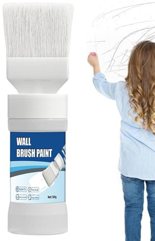 Poludatly Pintura de pared interior, pintura blanca para pared, pintura interior segura con pincel, pintura de látex, pintura multiusos segura para muebles, reparación rápida de paredes para