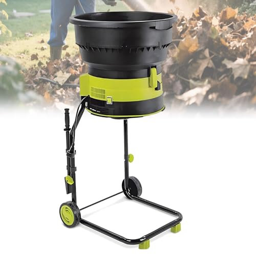 Trituradora Hojas Eléctrica Compost Trituradora de Ramas Trituradora Portátil Jardín Sin Cuchillas 2500w con Ruedas para Hojas,Césped y Recortes Jardín,60M