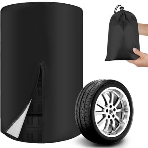 vsshe Housses Pneus Auto, 85 * 120cm Housse de Pneu Universelle, 210D Oxford Imperméable Sac Pneu Voiture, Saisonnier Housse Stockage Pneus AVCE Zippé, Poussière pour pour 4 Pneus Noir