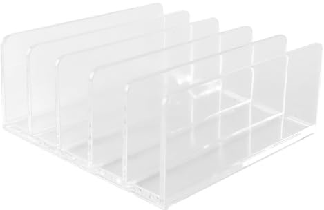 Ubric Corbeille à courrier en Acrylique, Organiseur de Bureau, 5 Compartiments, Porte-Lettres Transparent, Compartiments de Rangement