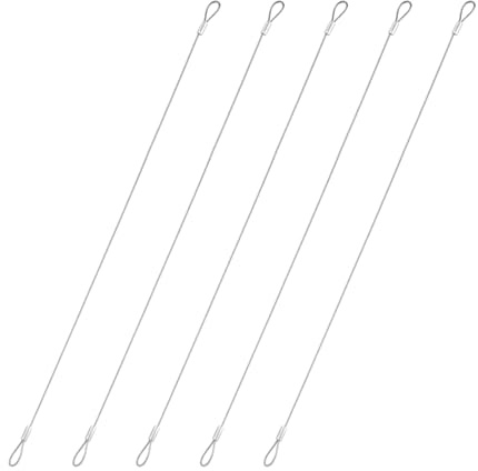 PATIKIL Safety Cable Lock 1.5mm x 40cm/1.31ft Stainless Steel Silver 10 Pcs | Braided Security Wire Rope Chain Lock,with Double Loop Electroplated Coated,for Luggage Light Picture Frames
