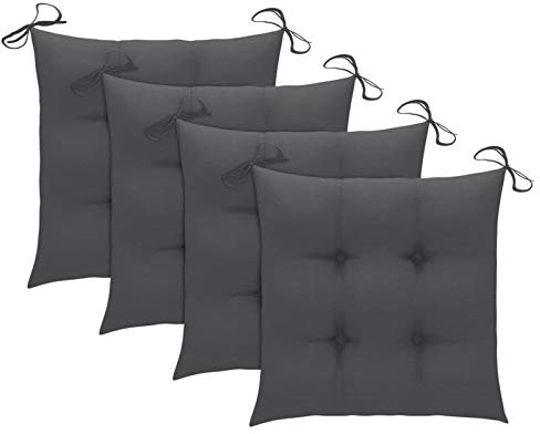 Festnight Stuhlkissen 40x40 cm Sitzkissen für Stuhl Gartenstuhl Polsterauflage Kissen Sitzauflage Outdoor Gartenstuhlkissen Gartenstuhlauflagen 4er Set Gartenkissen Anthrazit 7 cm Dick Stoff