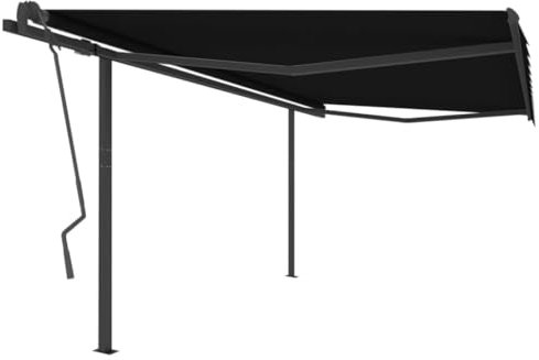vidaXL Gelenkarmmarkise Automatisch mit Pfosten Markise Sonnenmarkise Balkonmarkise Sonnenschutz Sichtschutz Terrasse Garten 4x3,5m Anthrazit