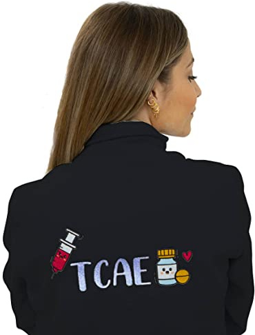 WEARK Chaqueta Forro Polar Enfermera TCAE Sudadera Bordado Bolsillos y Cremallera Colores Suave Mujer
