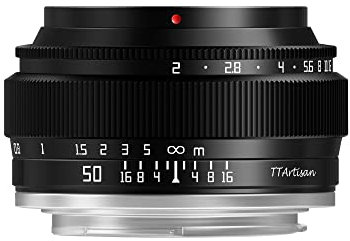 TTArtisan 50mm F2 Objectif d'appareil Photo Manuel Plein Cadre Design Compact Poids léger Longueur focale Standard pour Monture Fuji X