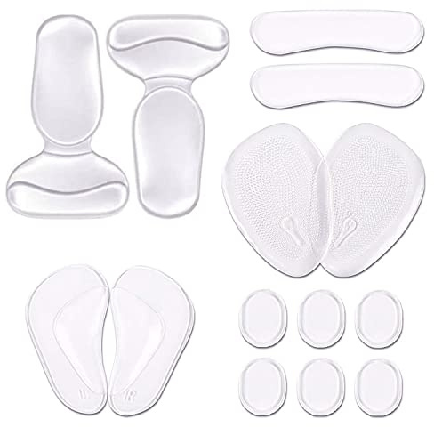 DRERIO 14 Pcs Heel Cushion Pads Shoe Heel Inserts for Shoes Silicone Shoe Pads Gel Heel Grips Adhesive Shoe Pads for Too Big Shoes Transparent Heel Insole Heel Cushions & Cups for Women and Men