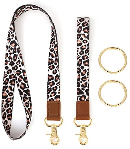 Grevosea 2 Stück Schlüsselband,ID Lanyard,Keychain Schlüsselbander Mädchen,Leopardenmuster Lanyard für Schlüssel,Neck Lanyard Strip Wristlet Keychain Lanyard für Autoschlüssel ID Badges Kartenhalter