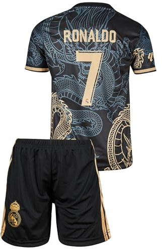 Amdrabola Madrid No 7 Dunkelblau Drachen Fußball Kinder Trikot,Spezieller Entwurf, Fussball, Limitierte Auflage, Beschränkte Auflage, Kommen Sie mit Shorts (152,Dunkelblau)