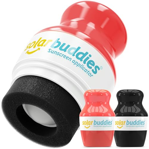 Solar Buddies Solkrämsapplikator – Påfyllningsbar Roll-On med Svamp för Solkräm & Lotion för Barn, Vuxna & Familj – Rymmer 100 ml (Full Red Full Black)