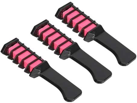 Peigne à Craie de Cheveux Rose Temporaire Vibrante | Dye Capillaire Douce et Lavable pour le Cosplay et les événements | 3 Pcs de Peigne Cheveux Couleur Temporaire pour un Style Bricolage Facile