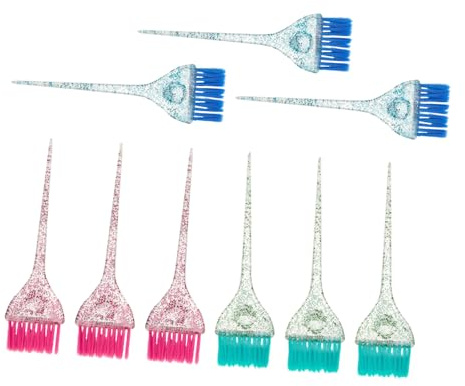 TOVINANNA 9pcs Hair Tint Brush with Handle Plastic Dye Applicator for Even Color Application Reusable Professional Hair Colour Brush for Highlights Full Dyeing Touchups for Salon and Home