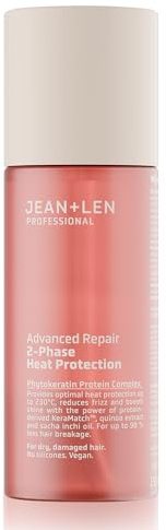 Jean & Len 2-Phase Heat Protection Professional Advanced Repair, spray thermo-protecteur réparateur pour cheveux secs & abîmés, protège les cheveux de la chaleur de coiffage jusqu'à 230 °C, 150 ml