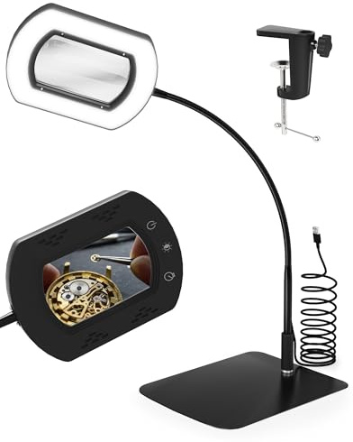 Loupe avec lumière 10X, 2-en-1 loupe avec lumière et Support, loupe de Table USB avec éclairage, 2 Types de Montage, 5 températures de Couleur – Idéale pour la Lecture, et Le Bricolage