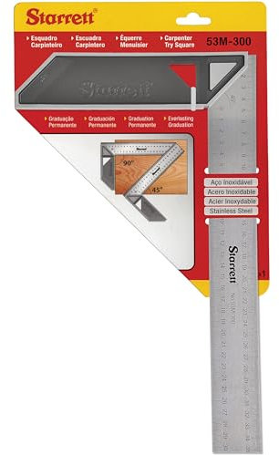Starrett K53M-300-S Tischler Try Quadrat für die Holzbearbeitung – 300mm metrischer Satz Vierkant