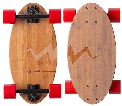 Eggboards Mini Longboard Cruiser Skateboard Complete | 19'' x 9'' | Portable Bamboo Cruiser Board. Easy to Carry, Smooth to Ride. Short Long Boards Skateboards for Adults, Beginners, Kids Skateboard.