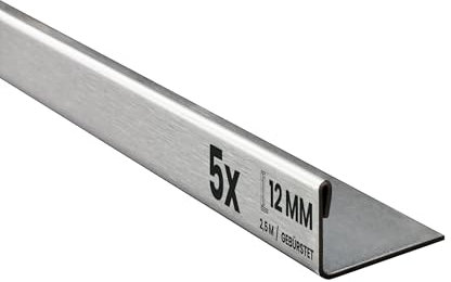 5x L-Profil Edelstahlschiene Fliesenschiene Fliesenprofil L250cm 12mm gebürstet