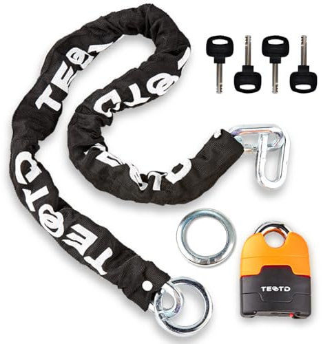 TEOOTD Fahrrad-Kettenschloss, 1.2 m, schnittfest, Anti-Diebstahl, Motorrad-Kettenschlösser, hartes Moped-Schloss mit 4 Schlüsseln für Roller, Tore (aktualisierte Version)