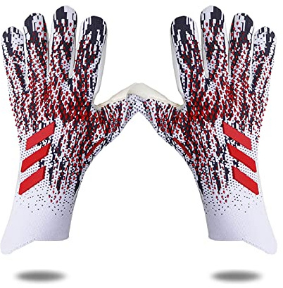 ZJDU Football Gloves Adult Football Goalkeeper Professional Goalkeeper Professional Finger Gloves Thick Latex Non-slip Men/Women/Boys/Girls Goalie Gloves (Color : Red and white, Size : 8)