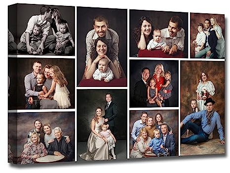 LZIMU Leinwanddrucke mit Ihren Fotos - individuelle Collage mit mehreren Bildern Wanddekoration personalisierte Collage Bild Leinwand mit Rahmen (Bild-14,20x30cm)