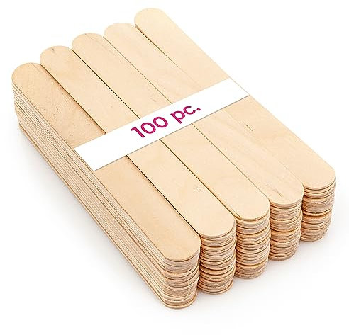 LALILL Holzspatel aus Birkenholz 100 Stück 15cm Länge Holzspachtel für Haarentfernung Auftragen Wachs Waxing Masken Holzstäbchen zum basteln Eisstäbchen Eisstiele Mundspatel Holz für Praxis