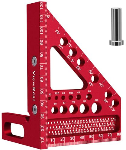 Escuadra Carpintero 3D 22.5-90 Grados Multiángulo Aleación de Aluminio Escuadra Rapida Herramientas de Medición, Falsa Escuadra Multifunctional Carpintería Regla de Medición para Carpintero