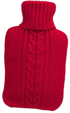 Gatuida Housse Pour Bouillotte 2l Rouge En Tricot, Étui De Protection En Fibres Acryliques, Couverture Isolante Confortable Pour Soulagement Thermique, Usage Domestique Femme