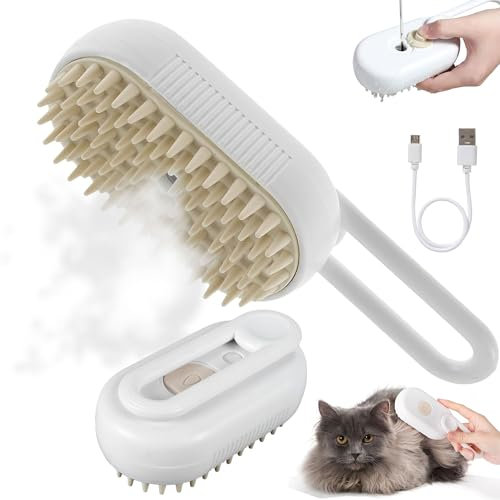 Katzenbürste mit Dampf,Steamy Cat Brush,Selbstreinigender Sprühkamm,Steamy Pet Brush Dog Cat,Katzen Hund Haustier Spray Kamm,Wasser DampfbüRste Katzenkamm,Dampfbürste für Katze und Hund