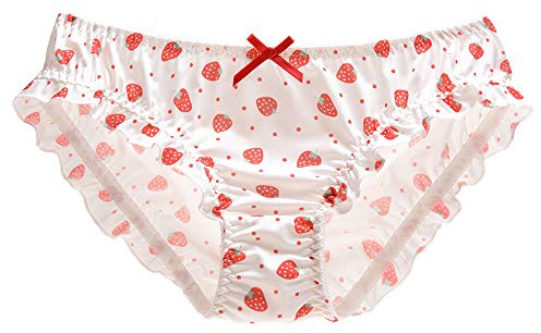 EasyTalk Kawaii Anime Character Women's Cute Panties, Lolita Pants, Bowknots Cartoon Print Underwear, Soft Rayon Fabric, fit for High School Students (UK, Alpha, L, Regular, Regular, Strawberry)