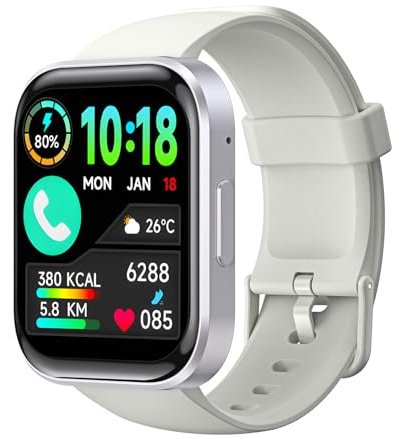 OUKITEL Smartwatch Damen Herren BT103, Fitnessuhr mit Telefonfunktion 1,91 Zoll Touchscreen, Wasserdicht Smart Watch mit schrittzähler Schlafmonitor, Sportuhr für Android iOS