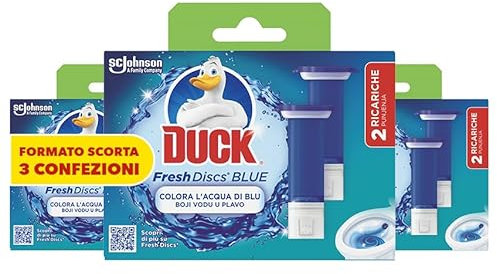 Duck Fresh Discs - Dischi gel igienizzanti WC, Colora l'acqua di blu ad ogni risciacquo - Formato Scorta da 6 Ricariche, 36 Dischi Gel Igienizzanti WC