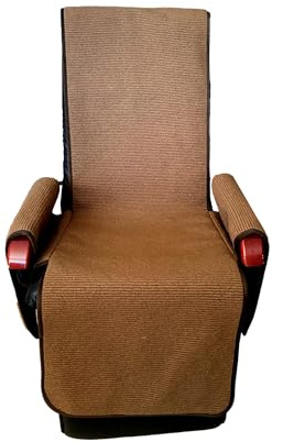 Alpenwolle Sesselschoner für Relaxsessel EXTRABREIT, 100% Merinowolle, breite 60cm (Dunkelbraun Wellenoptik)