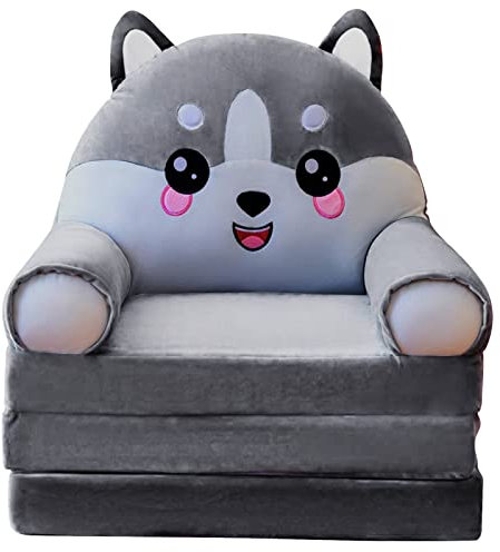 Plüsch faltbares Kindersofa Rückenlehne Sessel 2 in 1 faltbares Kindersofa niedliches faules Sofa aufklappbares Schlafsofa für Wohnzimmer Schlafzimmer ohne Liner Filler Sofakissen 40 (Navy, One Size)