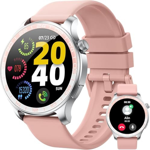 Fempoin Montre connectée Me Wome, écran AMOLED HD 1,43 pouces, appels et notifications, montre numérique avec 100 notifications, moniteur de fréquence cardiaque SO2, étanchéité IP68, compatible avec