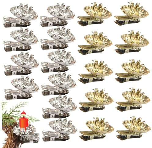 20 portacandele a forma di fiore per albero di Natale, con clip in metallo, per albero di Natale, festa di compleanno