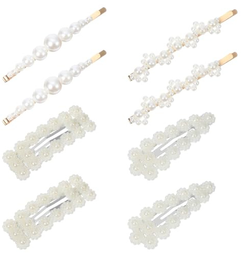 Ymapinc 8 PCS White Pearl Hair Pins for Women - Pearl Hair Clip Accessories, Cute Hairpins, Barrette Styling for Dating Daily Wear for Brides Bridesmaids