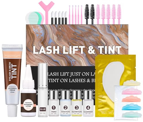 Eyelash Perm Kit - Lash Lift and Tint Kit - Premium Eyelash Lifting Set Lash Lifts - Eyelash Curling Suitable for Beginner, Curling, and Eyebrow Perm, Long-Lasting Lashes(Brown Color)