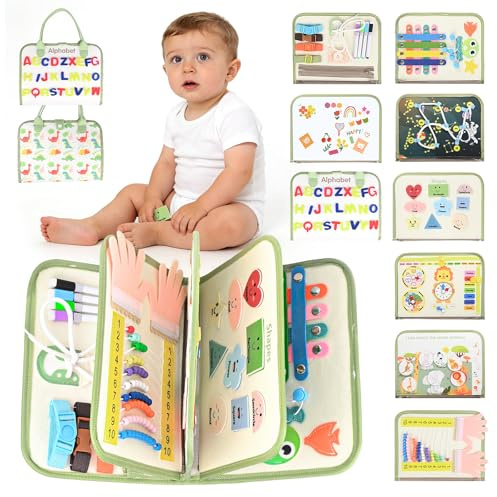 Busy Board, Montessori leksak från 2 år, leksaker från 2 år, motorikleksaker, aktivitetsbräda, pedagogiska leksaker, barnleksaker från 3 år, presenter till flickor (L)