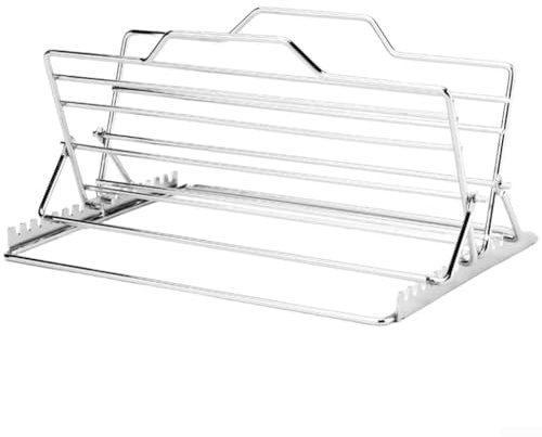 Rôtissoire réglable en acier inoxydable en forme de V avec bords arrondis, support de gril pour poulet côtes levées poisson, viande, camping, pique-nique