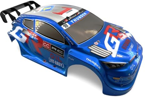 1/10 Scale RC Drift Racing Touring On Road Car Painted Body Shell, Spoiler Included, Pre-Cut, 258mm Wheelbase (Toyota GR Yaris Rally Style - Blue)