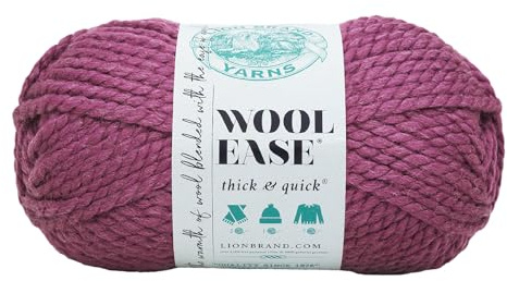 Lion Brand Yarn Wool-Ease Thick & Quick Yarn, Soft and Bulky Yarn for Knitting, Crocheting, and Crafting, 1 Skein, Fig