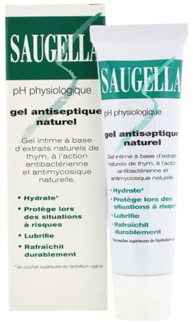 Saugella - Gel Antiseptique Naturel - Gel hydratant Intime - En cas de désagréments intimes – Gel protecteur – A base de Thym et de l'Acide Hyaluronique -30 ml