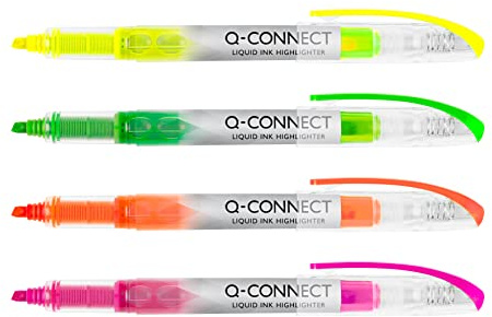Q-Connect textmarkör med flytande bläck, olika färger (4 stycken)
