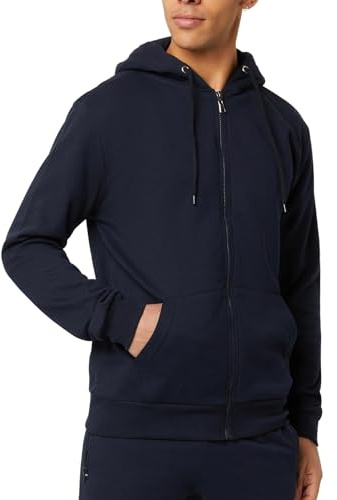 FM London sudadera con cremallera para hombre - Sudadera con cremallera ideal para ropa casual y deportiva, Azul Marino, M