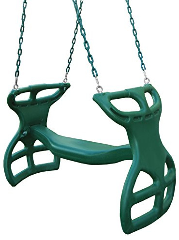 Gorilla Playsets 04-0037-G Dual Ride Glider Back-to-Back Tandem Swing, Green, Green Plastic Coated Chains, Multi-Child Swing